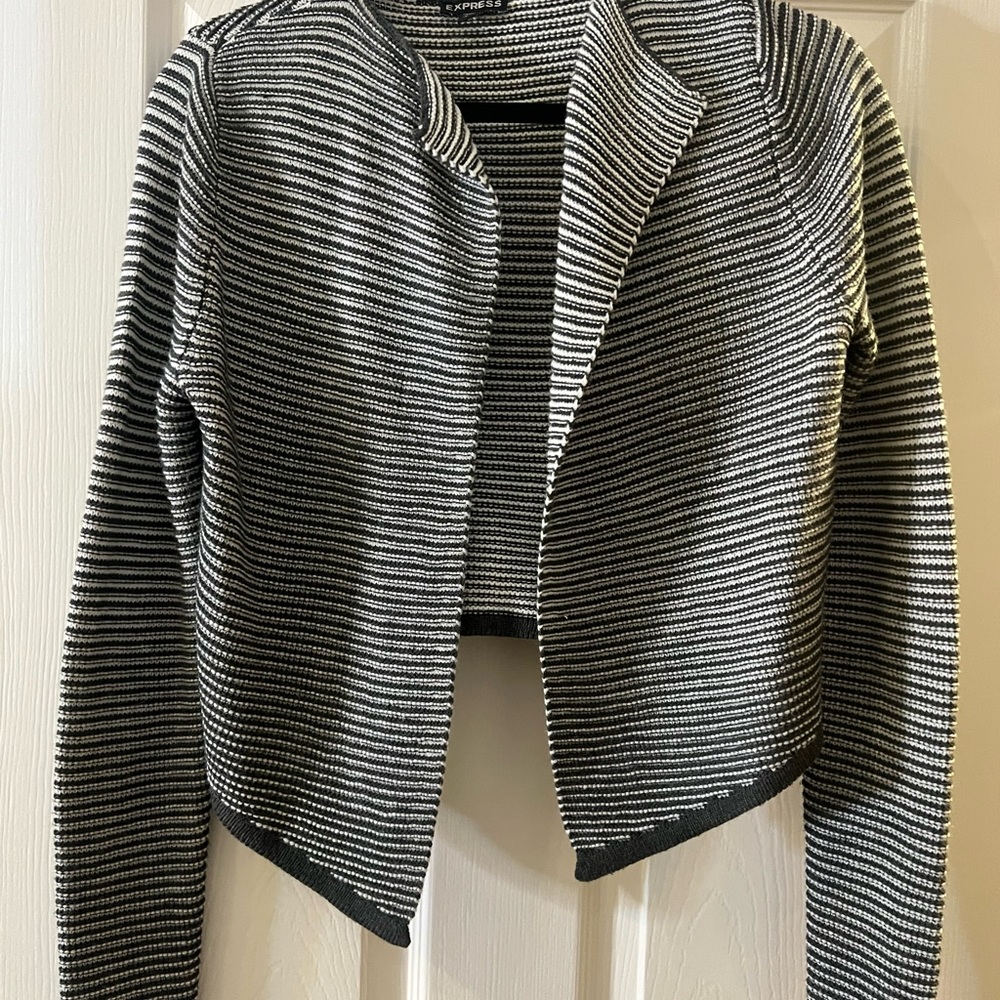 Express striped cropped cardigan small